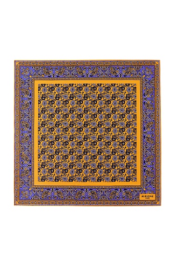 Оранжево-синий платок с цветочным узором