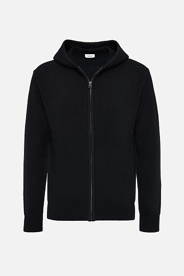 Черный кардиган на молнии с капюшоном