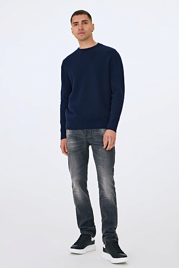 Темно-синий джемпер из шерсти