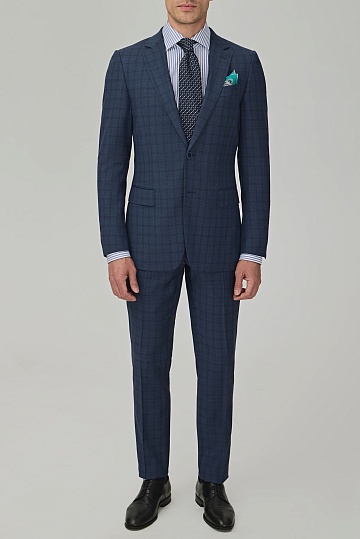 Серо-синий костюм в широкую клетку