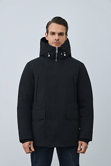 Пуховик с капюшоном, черный