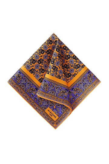 Оранжево-синий платок с цветочным узором