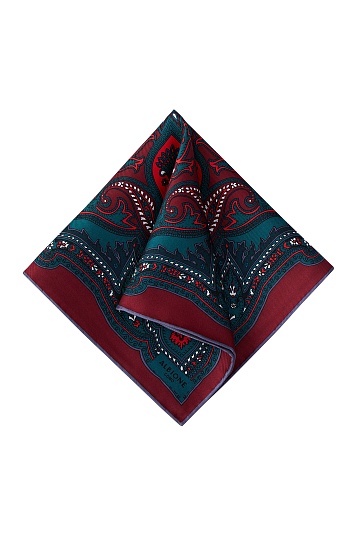 Бордовый платок с бирюзовым орнаментом
