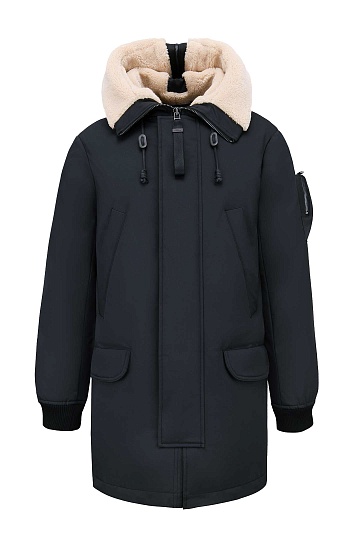 Графитовая пуховая парка с мехом