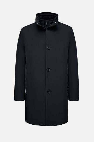 Черная пуховая куртка с воротником-стойкой