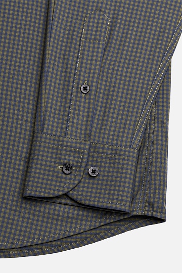 Сорочка в мелкую сине-зеленую клетку