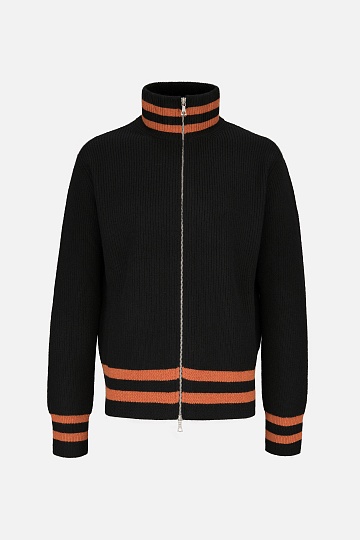 Черный кардиган на молнии с полосами