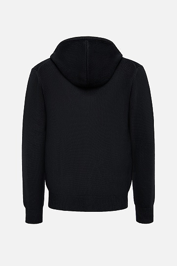 Черный кардиган на молнии с капюшоном