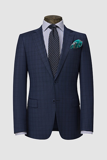 Серо-синий костюм в широкую клетку