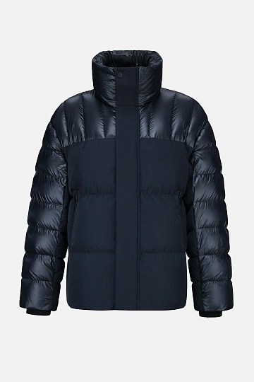 Темно-синий пуховик с отстегивающимися рукавами