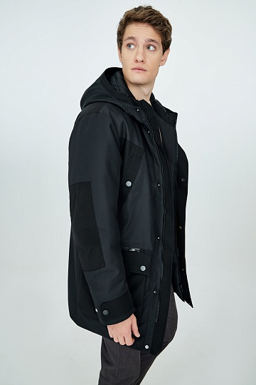 Чернильная комбинированная куртка на пуху