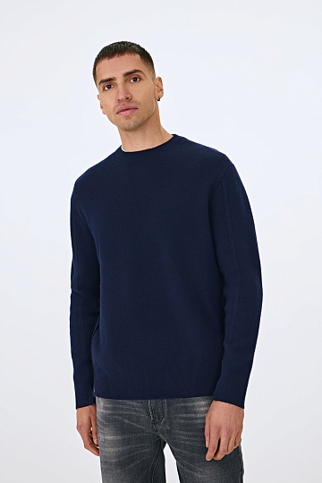 Темно-синий джемпер из шерсти