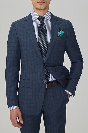 Серо-синий костюм в широкую клетку