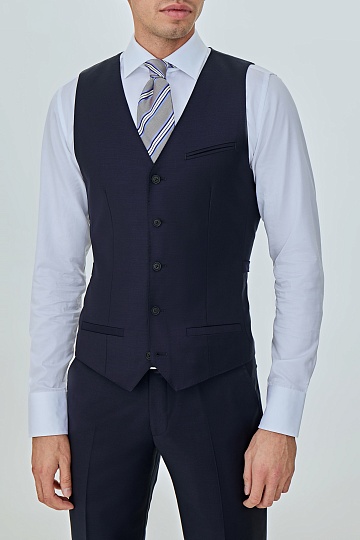 Темно-синий жилет на одной пуговице