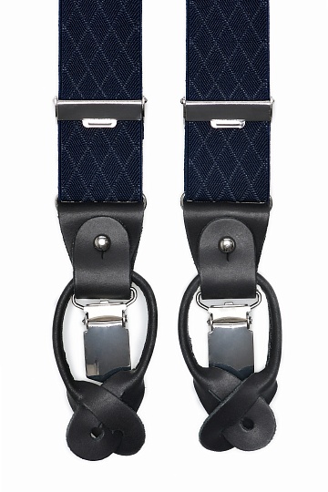 Темно-синие подтяжки в ромб