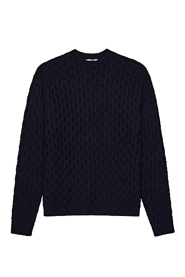 Темно-синий вязаный свитер с узором