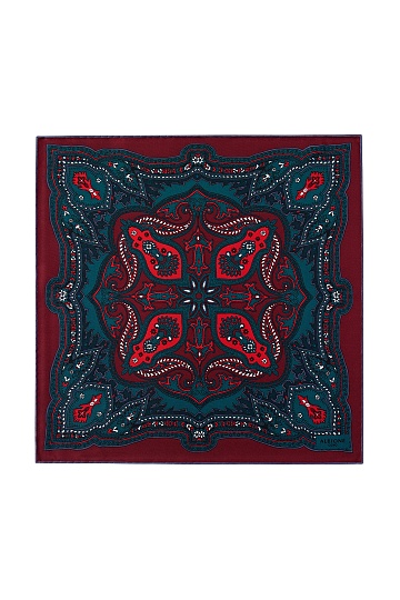 Бордовый платок с бирюзовым орнаментом