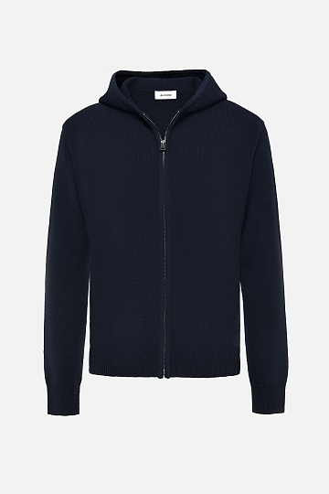 Черный кардиган на молнии с капюшоном