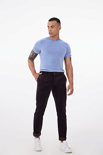 Темно-коричневые вельветовые брюки чинос