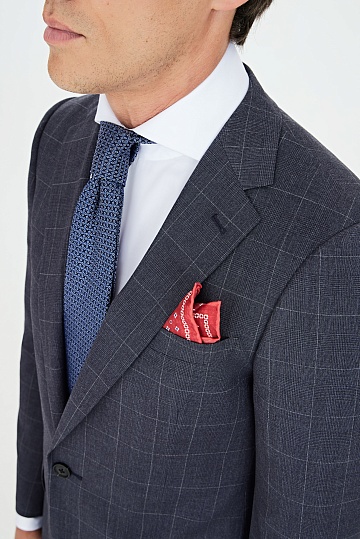 Темно-синий костюм в серую клетку