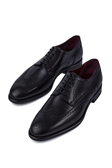 Черные броги из натуральной кожи