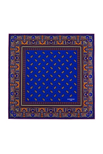 Оранжево-синий платок с узором пейсли