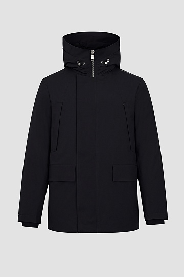 Пуховик с капюшоном, иссиня-черный