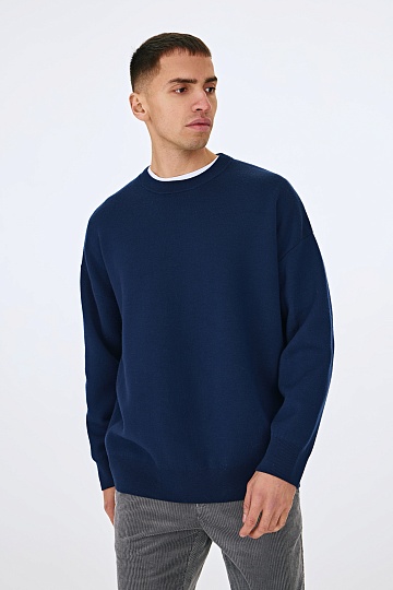 Синий джемпер из шерсти
