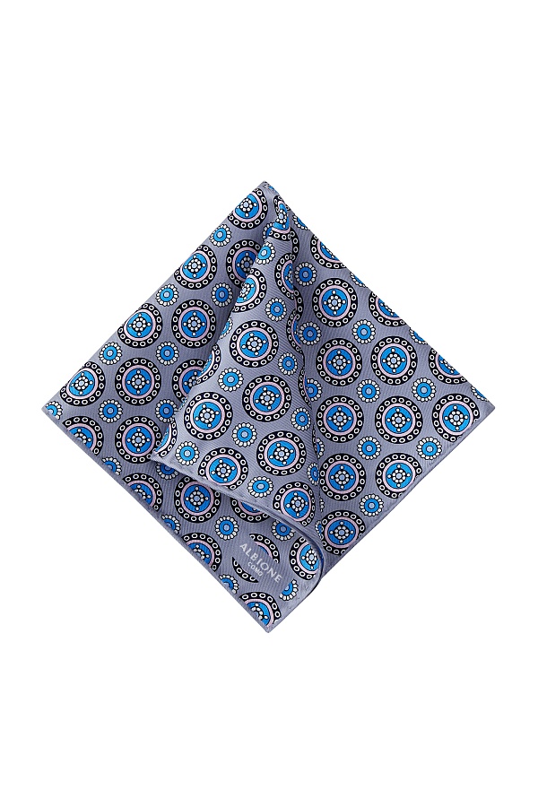 Серо-голубой платок с узором круги