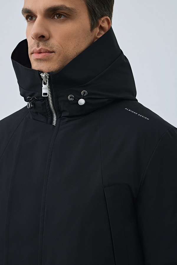 Пуховик с капюшоном, черный