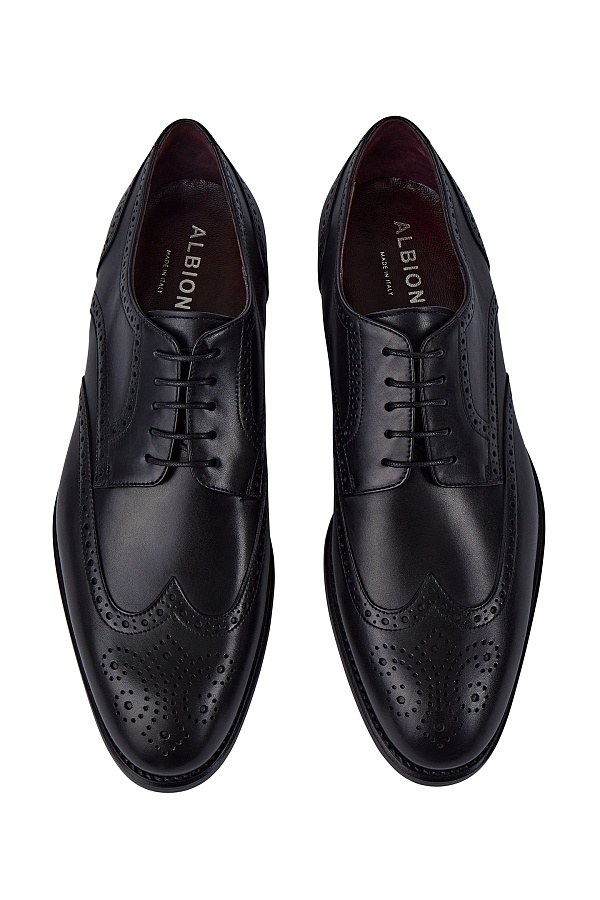 Черные броги из натуральной кожи