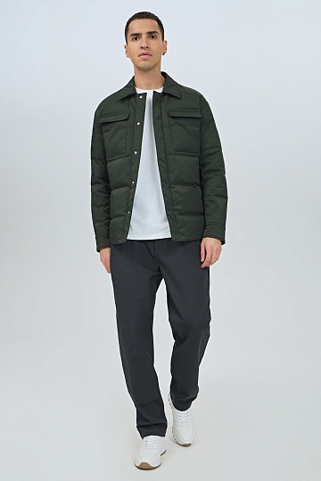 Темно-зеленый ультратонкий пуховик