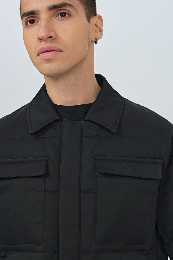 Черный ультратонкий пуховик