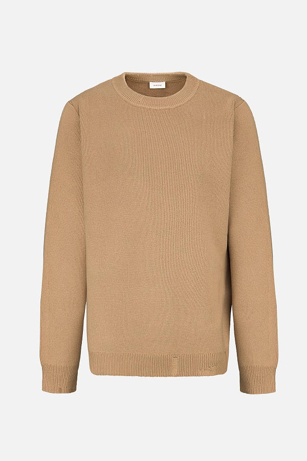 Горчичный джемпер с рваным эффектом