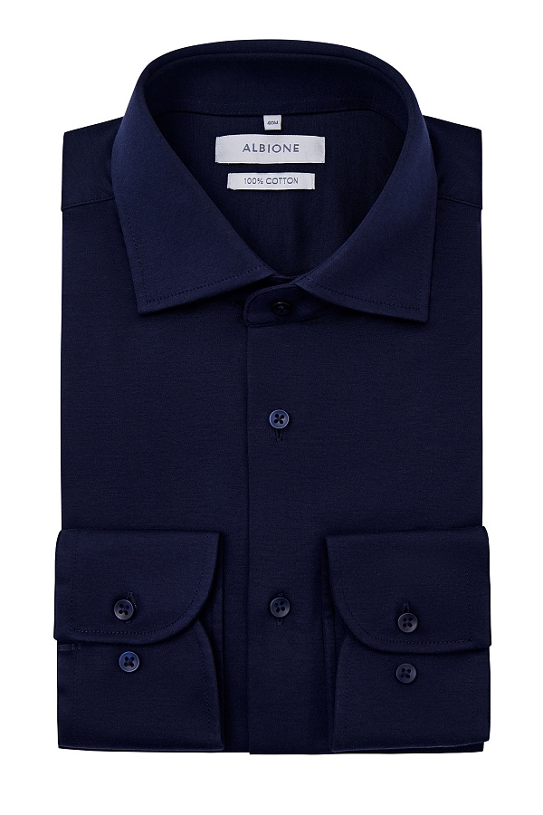 Темно-синяя однотонная сорочка