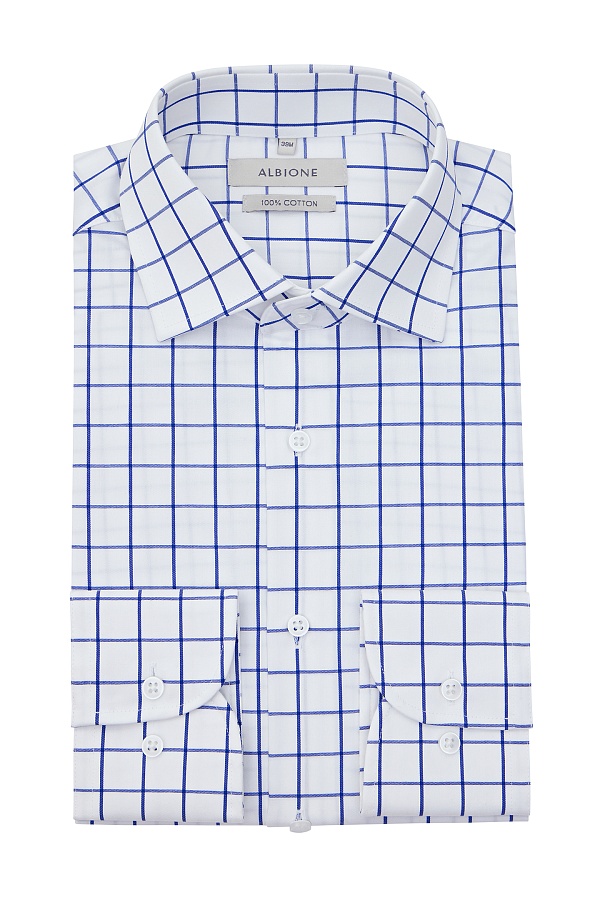 Белая сорочку в крупную клетку