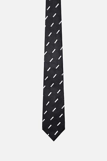 Черный галстук в белый принт