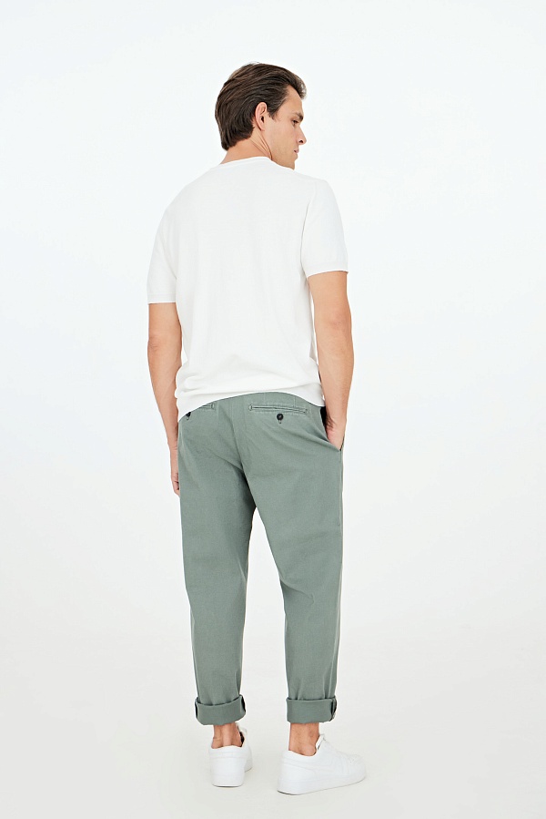 Оливковые хлопковые брюки