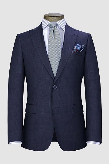 Серо-синий костюм в клетку