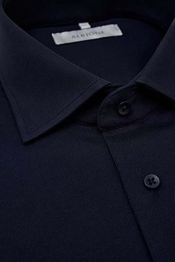 Темно-синяя сорочка из текстурной ткани