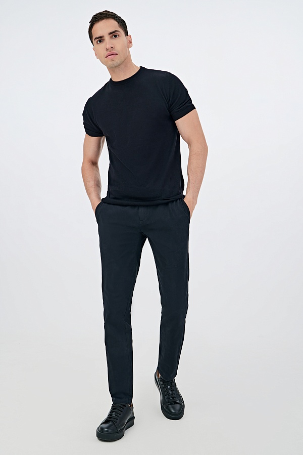 Хлопковые брюки иссиня-черного цвета