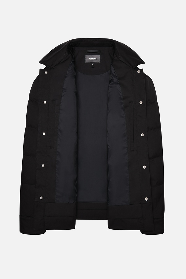 Черный ультратонкий пуховик