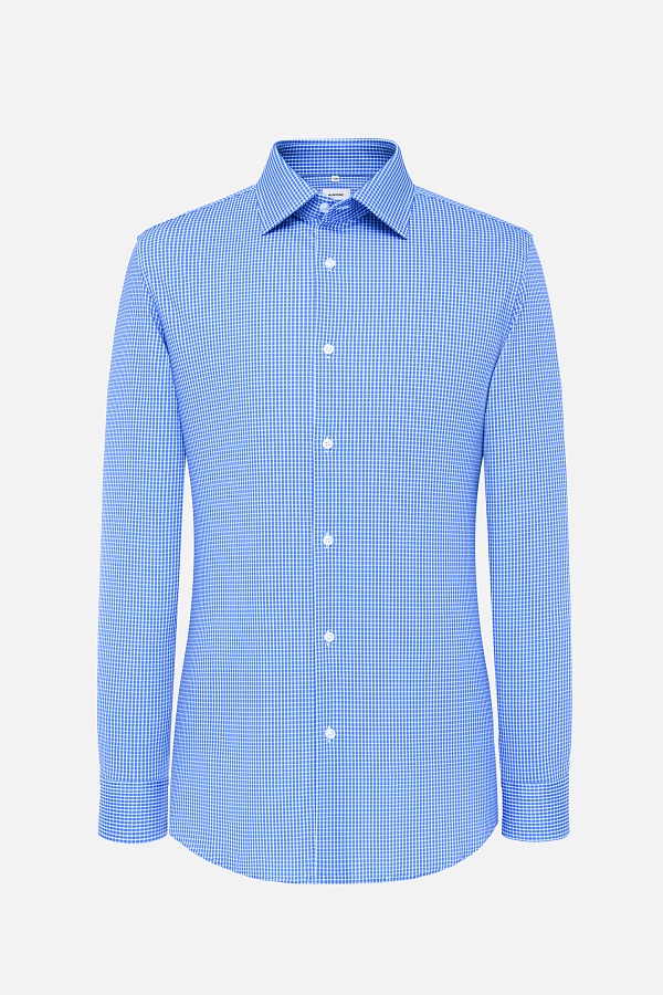 Голубая сорочка в мелкую клетку