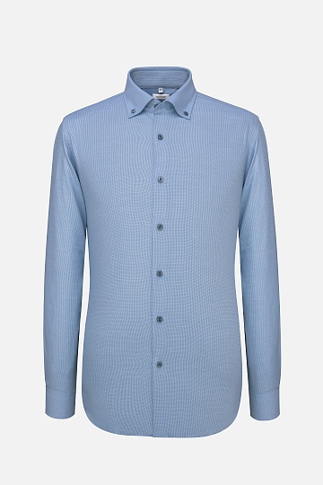 Голубая сорочка button-down в мелкую клетку