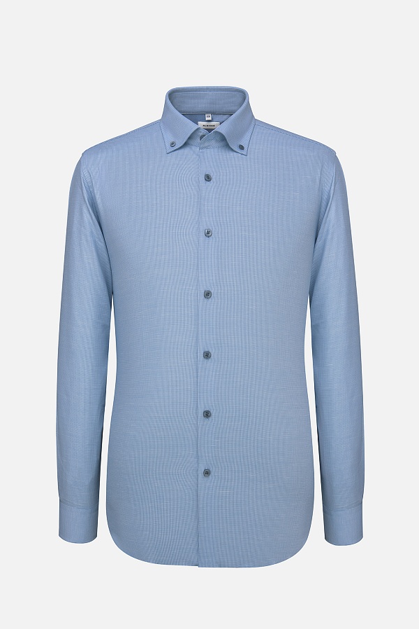 Голубая сорочка button-down в мелкую клетку