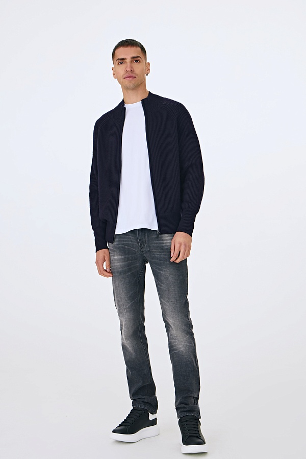 Темно-синий кардиган на молнии