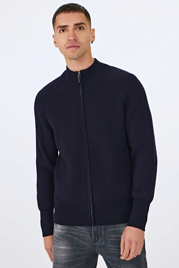 Темно-синий кардиган на молнии