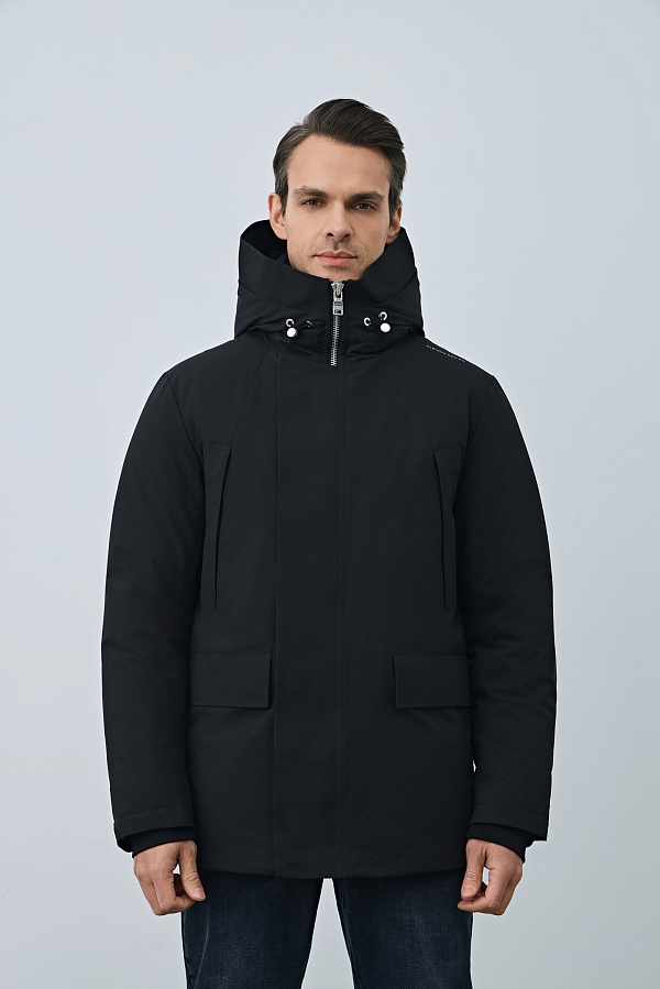 Пуховик с капюшоном, черный
