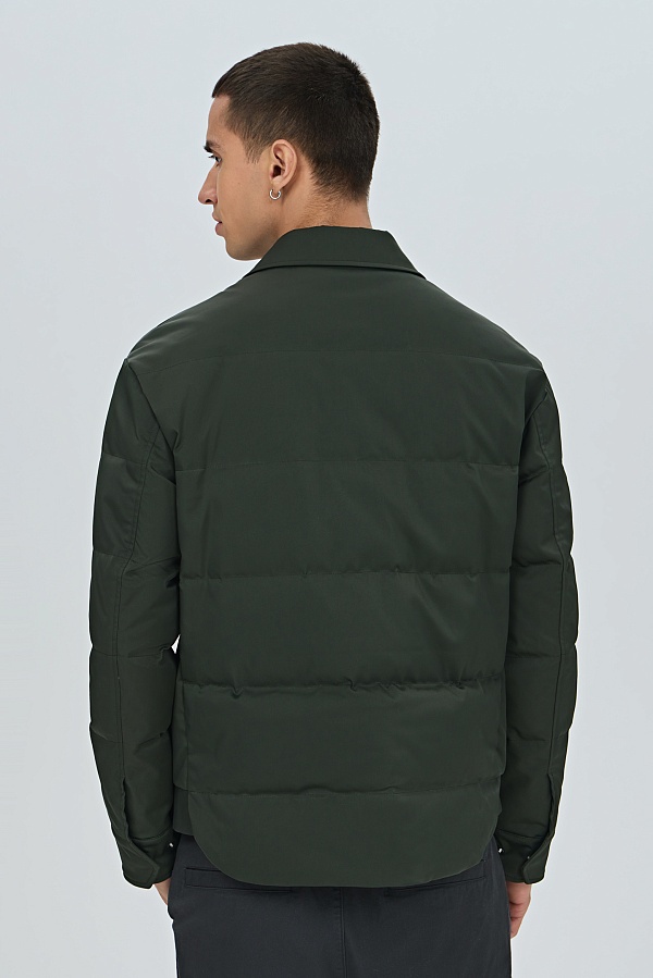 Темно-зеленый ультратонкий пуховик