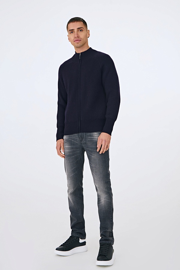 Темно-синий кардиган на молнии